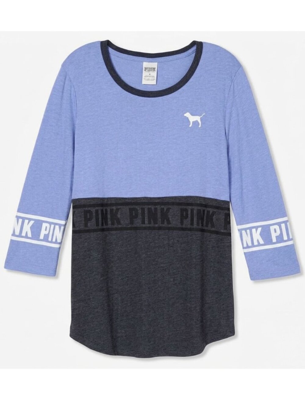 PINK VS VICTORIA'S SECRET Perfect Tee Lilac Lavender Gray 3/4 Sleeve Baseball XS